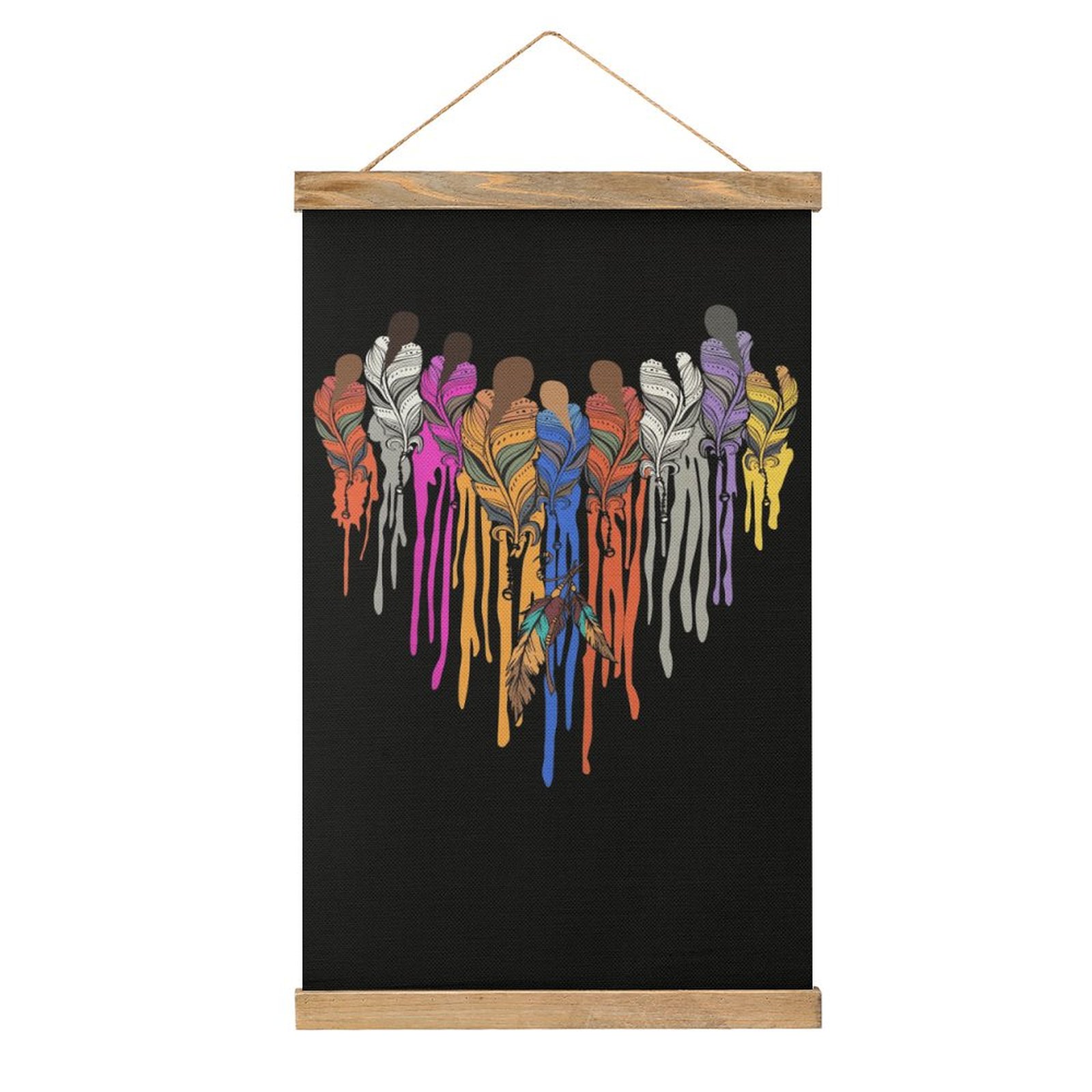 Art Craft Restaurant - Colorful Feather Drip Art Linen Hanging