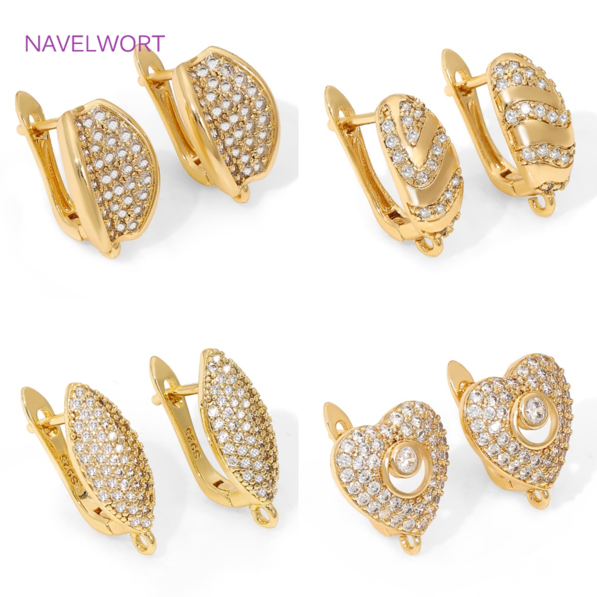 Art Craft Diy - 18K Gold Plated Brass Earwires Fasteners,Inlaid