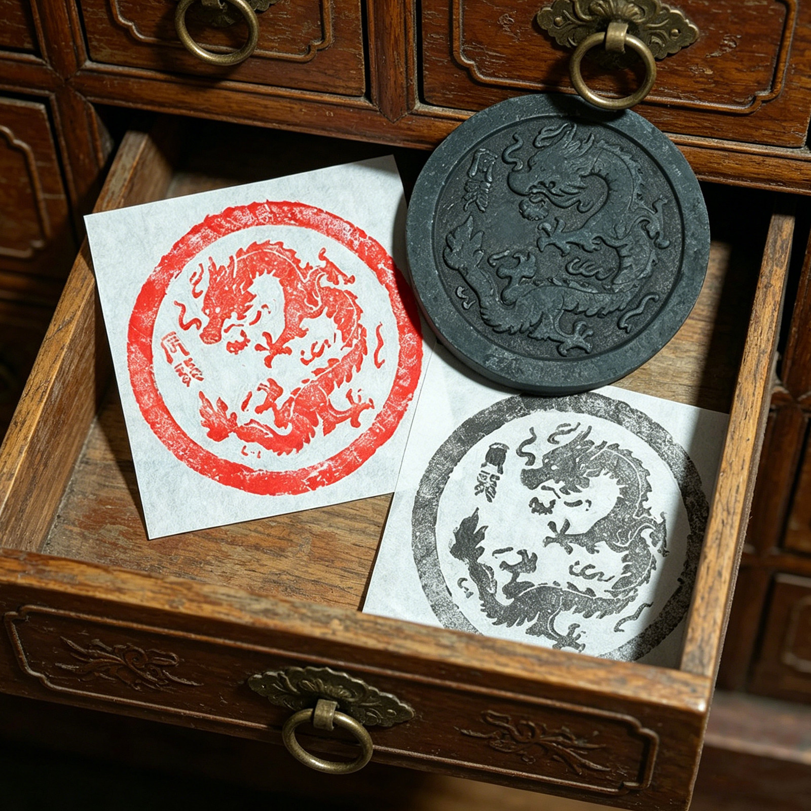 Art Craft Template - 2Pcs Chinese Han Brick Rubbing Mold