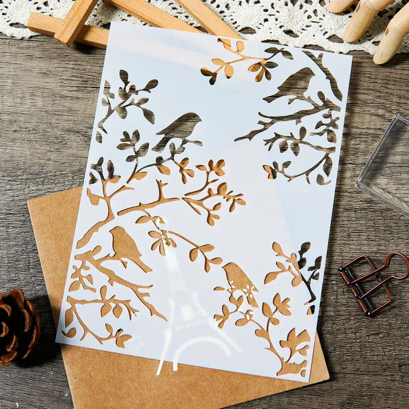 Art Craft Template - 1pcs DIY Bird Branch Stencil for