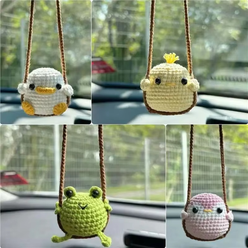 Art Craft Mirror - Handmade Crochet Animal Car Charms -