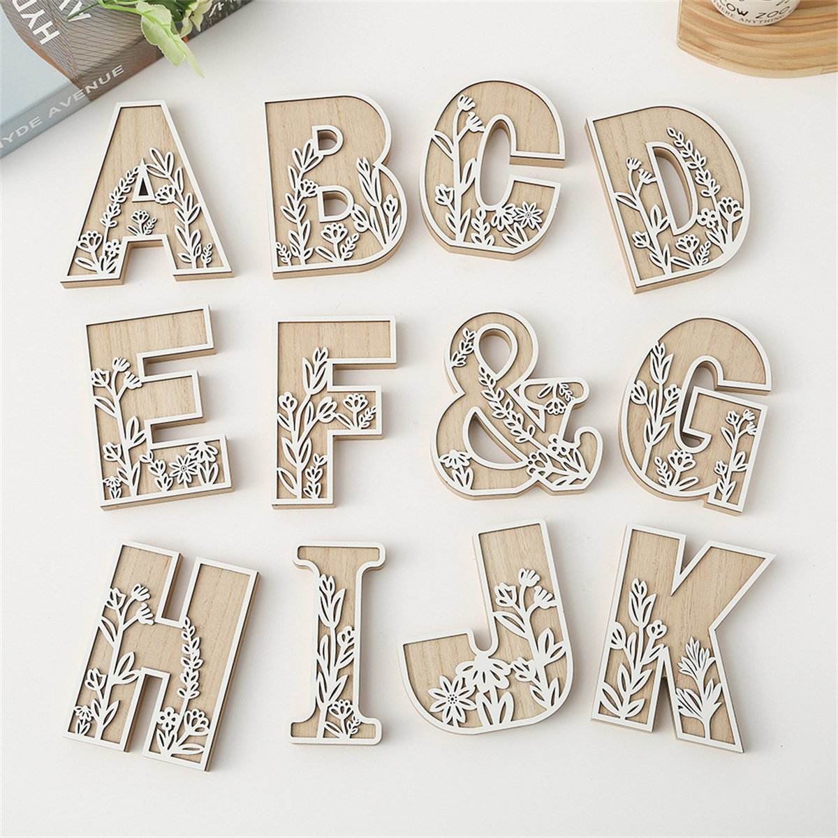 Art Craft Birthday Party - 1Pcs Raw Wood White Engrave 26