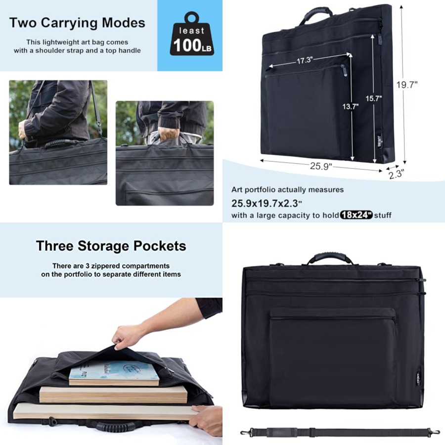 Art Portfolio Bag - JJRING 18x24 Art Portfolio Tote Bag
