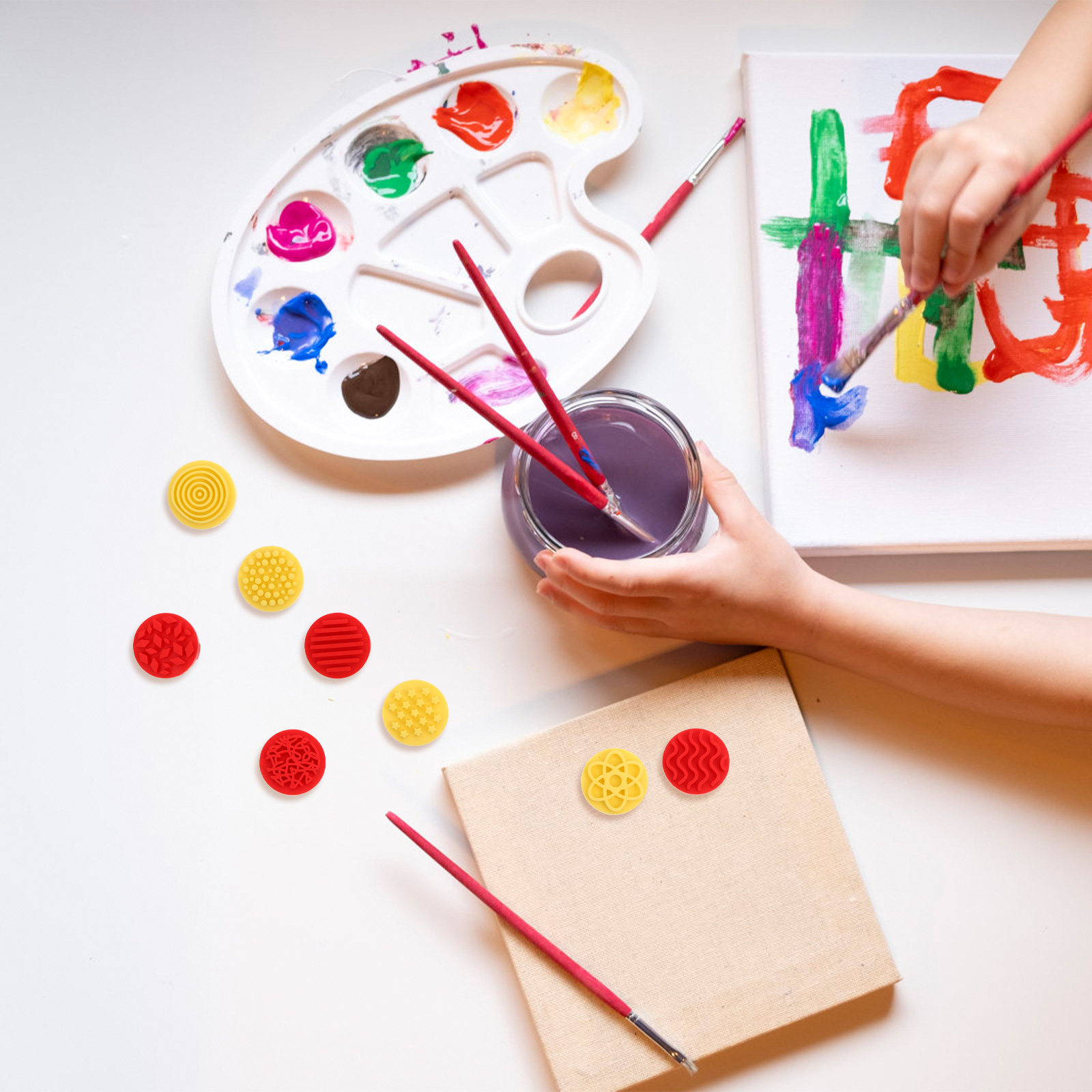 Art Craft Toddlers - 8Pcs Rubber Stamps Non-Toxic Safe for