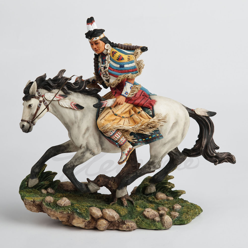Art Craft Horse - Resin Native American Woman Warrior Statue
