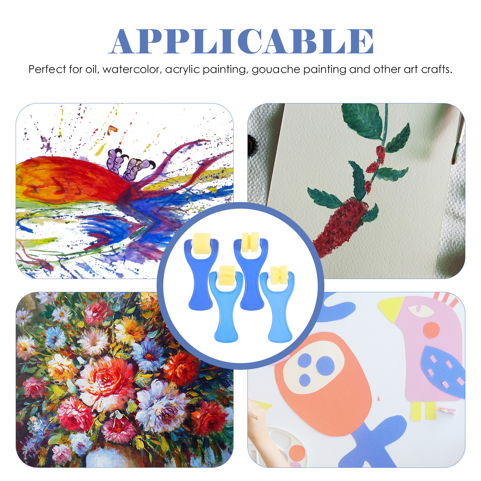 4Pcs Sponge Rollers Graffiti P - đánh giá và giá Art And Craft With Paint