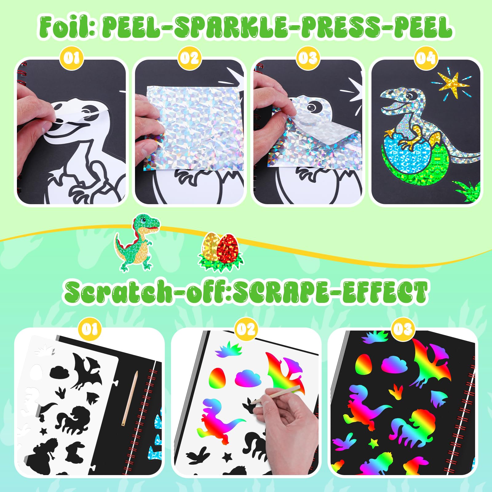 Dinosaur Scratch Art Book for  - đánh giá và giá Dinosaur And Craft