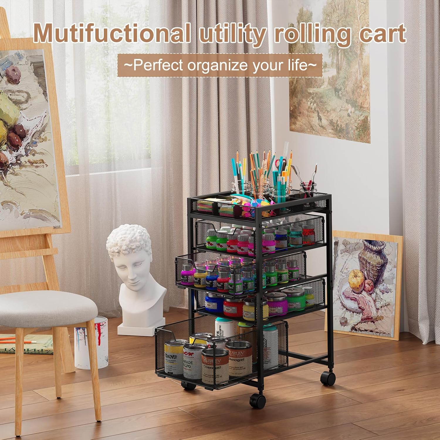 Rolling Utility Cart with 4 Dr - đánh giá và giá Art Craft Diy
