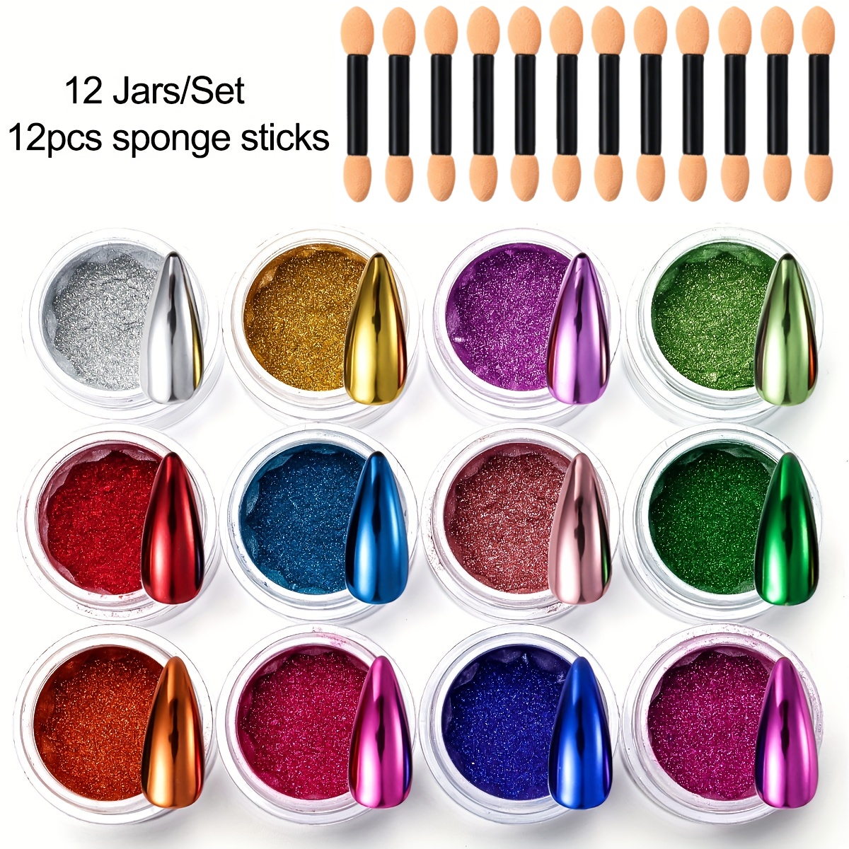 12 Color Chrome Nail Powder Se - đánh giá và giá Art Craft Mirror