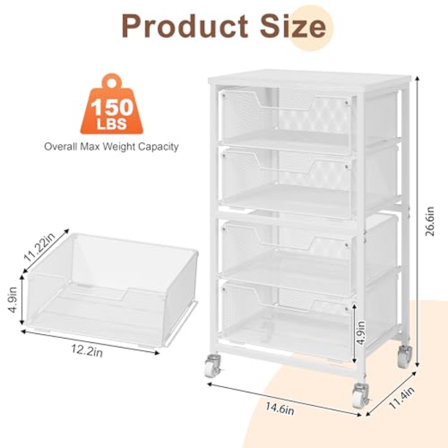 4-Drawer Rolling Storage Cart  - đánh giá và giá Art Craft & Architecture