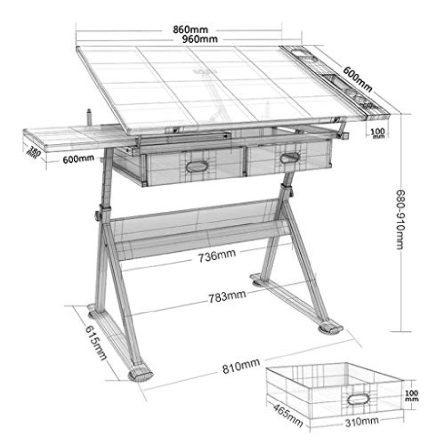 Drafting Table with Storage He - đánh giá và giá Art Craft & Architecture
