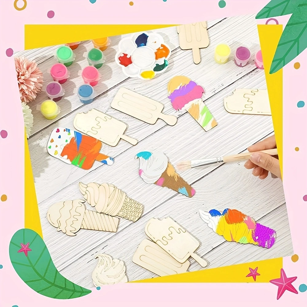 6/30pcs Ice Cream Wood Cutouts - đánh giá và giá Art Craft Birthday Party