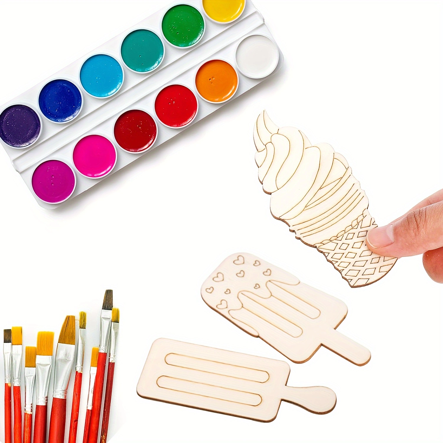 6/30pcs Ice Cream Wood Cutouts - đánh giá và giá Art Craft Birthday Party
