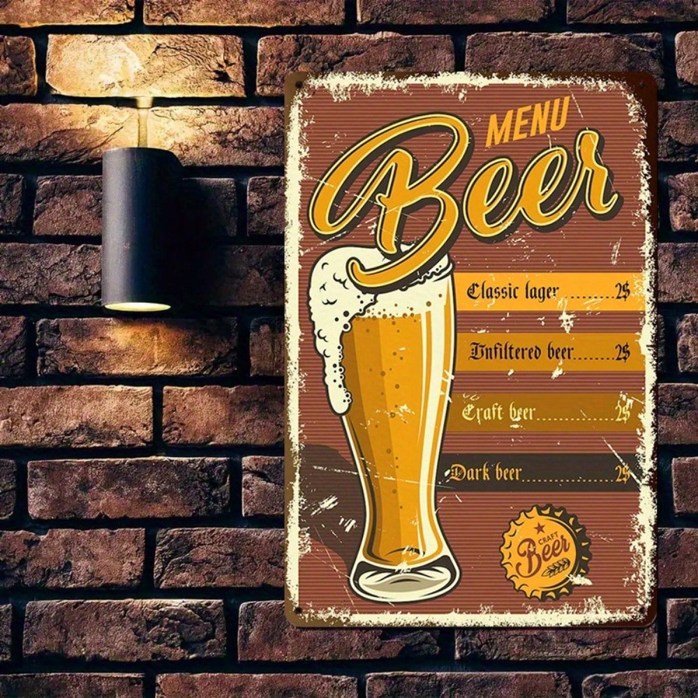 1PC Beer Menu Tin Sign - Vinta - đánh giá và giá Art Craft Bar