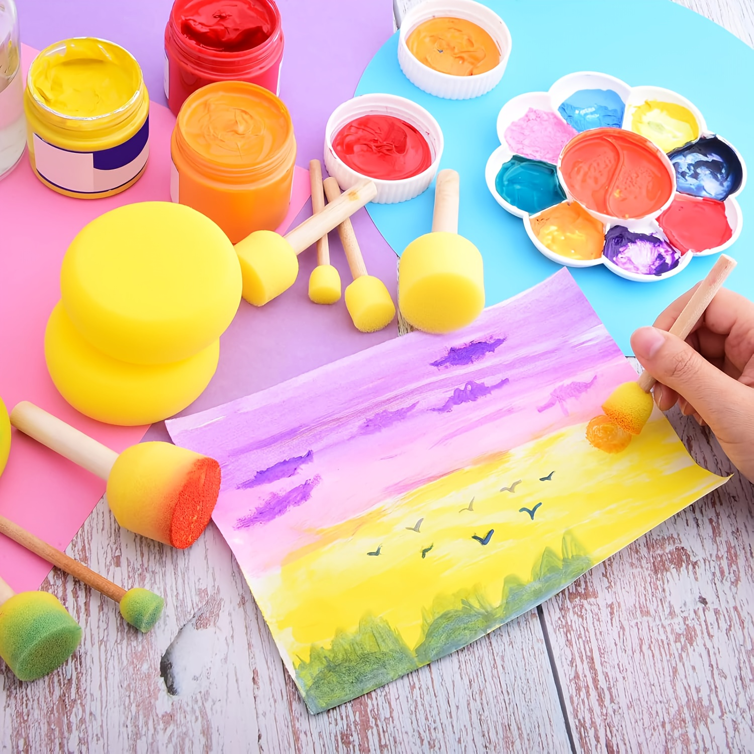 28 Pieces Round Sponge Brush,  - đánh giá và giá Watercolor Brush Pen