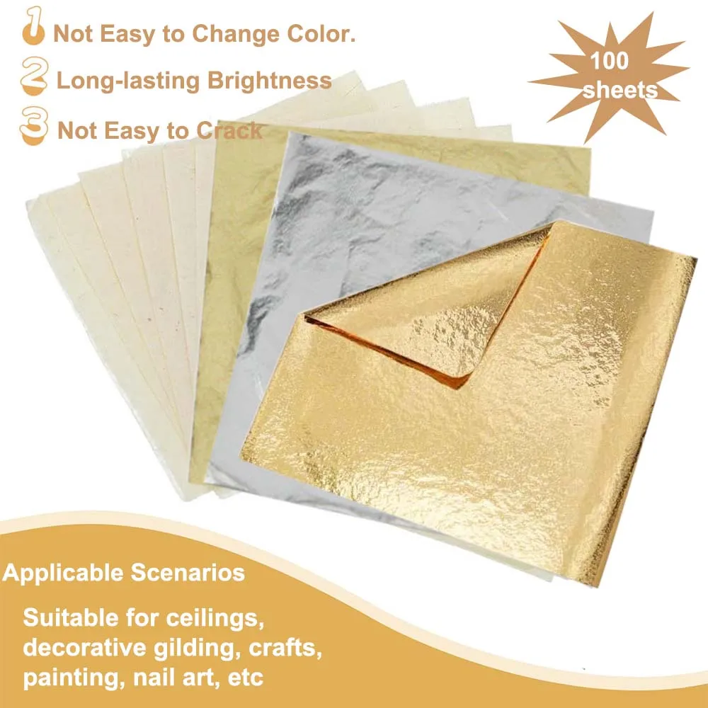 100Pc Colored Golds Leaf Sheet - đánh giá và giá Art Craft With Leaves
