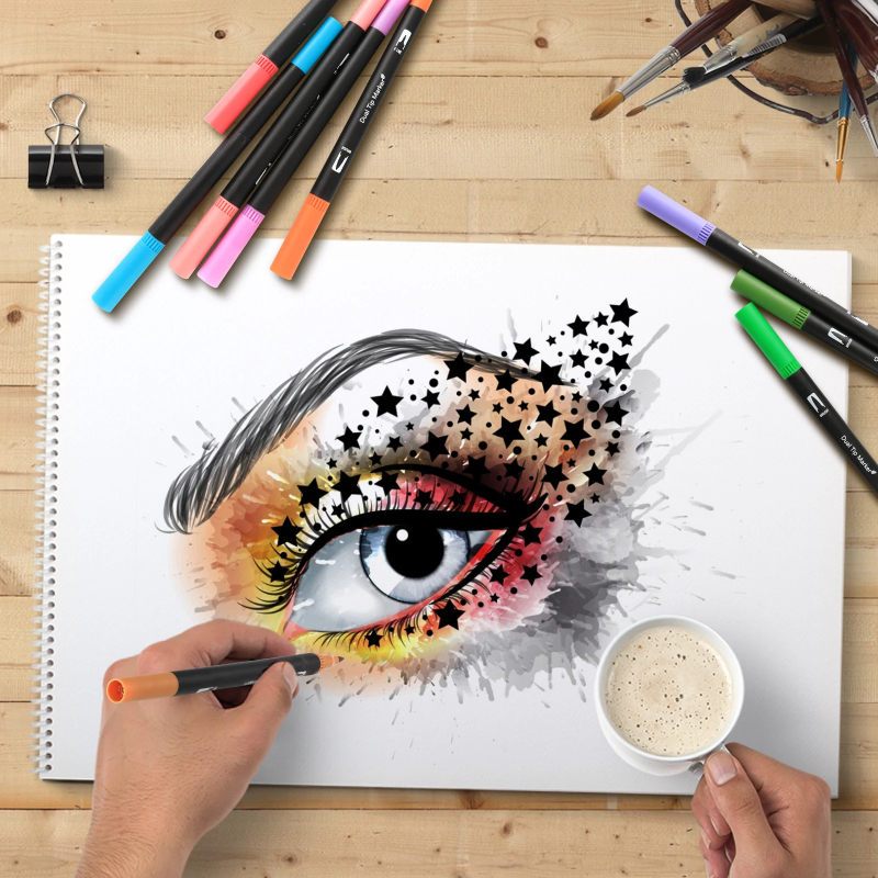 100 Colors Dual Tip Watercolor - đánh giá và giá Watercolor Brush Pen