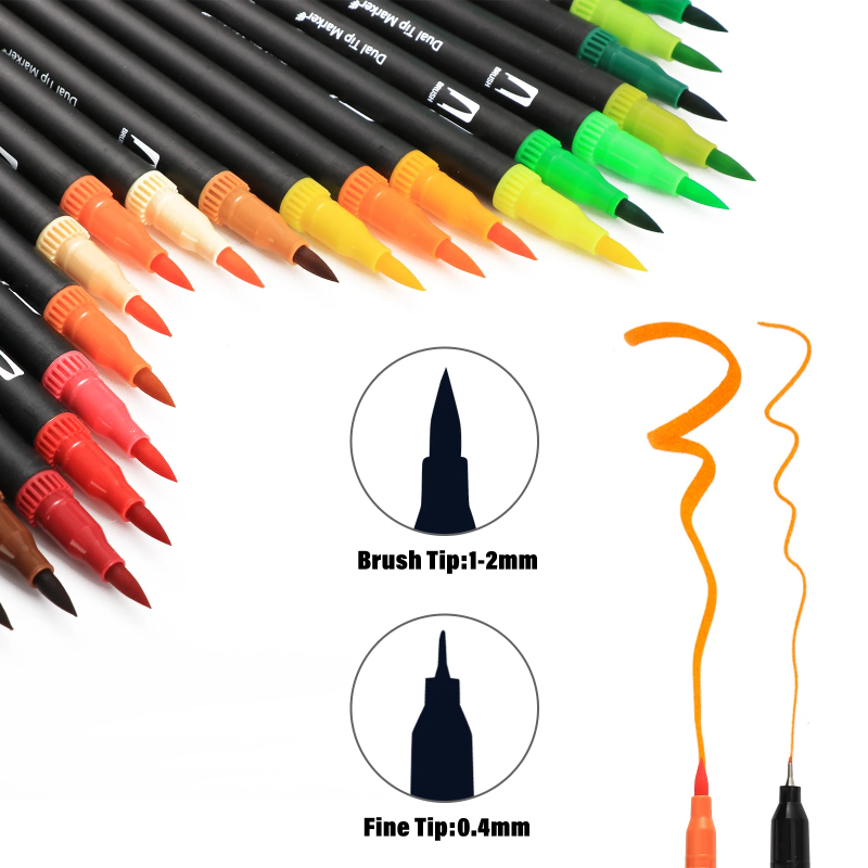 100 Colors Dual Tip Watercolor - đánh giá và giá Watercolor Brush Pen